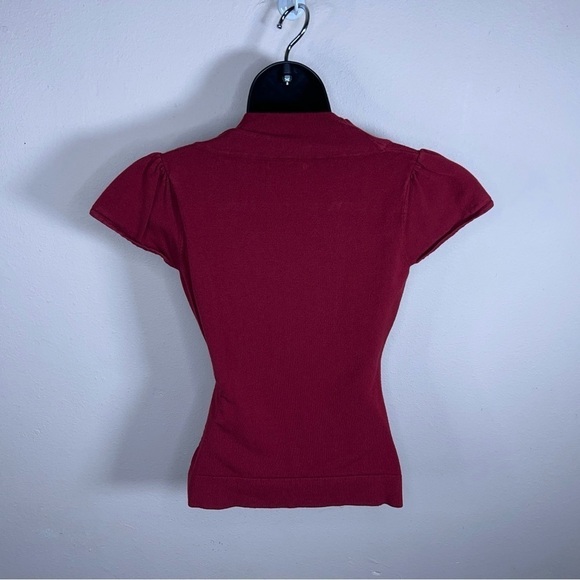 FITTED MAURICES RED KNIT TOP RETRO PINUP STRETCH MEDIUM VNECK - Picture 6 of 9